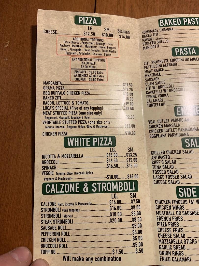 Luca's Pizza Menu image 2